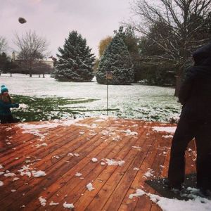 I totally took this picture, from inside the warmth of my kitchen...does that make me a bad Mom? lol